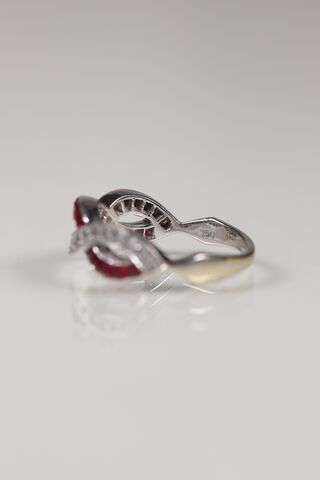 Vintage 18ct White Gold Ruby & Diamond Twist Ring - product images  of 