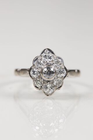 Antique,Art,Deco,18ct,Diamond,Marquise,Ring