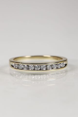 Vintage,9ct,Channel,Set,Diamond,Half,Eternity,Ring