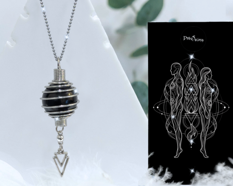 Leikuut,Torexi,Obsidian,Sienaed,Pendant,pendant, trendy, fashion, jewelry, silver, necklace, chain, reiki, chakra, spiral cage, bead cage, crystal, natural stone, black obsidian