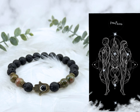 Geneiv,Unakite,Hamsa,Lava,Bracelet, massage oil, fragrance, essential oils, lava rock, bracelet, lava stone, bracelets, arometherapy, yoga, meditation, crystal, lava stone bracelet, Unakite