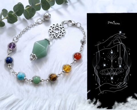 Gehilion,Green,Adventurine,Arkeir,Knova,pendant, trendy, fashion, jewelry, necklace, chain, pendulum, reiki, chakra, terminated point, Green Adventurine, Red Onyx, Tiger Eye, Emperor Stone, Turquoise, Blue Lapis, Amethyst