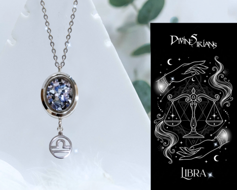 Thrian,Libexn,Tameairo,Trinity,Pendant,pendant, trendy, jewelry, necklace, chain, reiki, chakra, quartz, floating locket, zodiac, horoscope, zodiac signs, crystals, Libra, Lapis Lazuli, lepidolite, black tourmaline