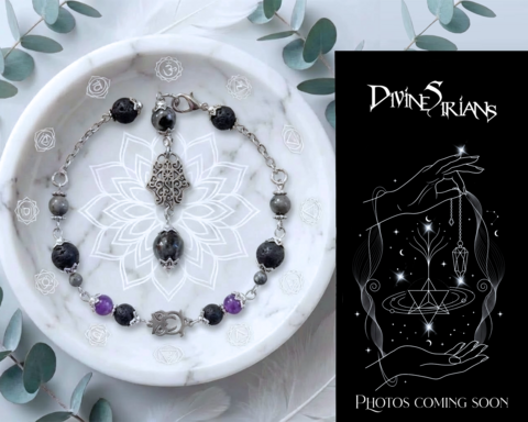 Geinev,Larvikite,Lava,Faiwalev,Hamsa,Knova,pendant, trendy, jewelry, necklace, reiki, chakra, quartz, crystals, STAINLESS STEEL, lava stone, hamsa, hamsa hand, larvikite