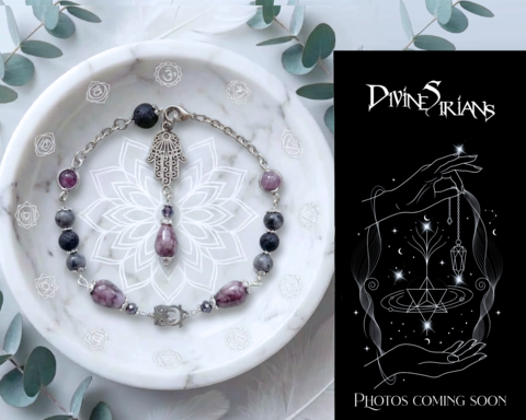 Geinev,Lepidolite,Falaek,Hamsa,Knova,pendant, trendy, jewelry, necklace, reiki, chakra, quartz, crystals, STAINLESS STEEL, lava stone, hamsa, hamsa hand, larvikite, lepidolite