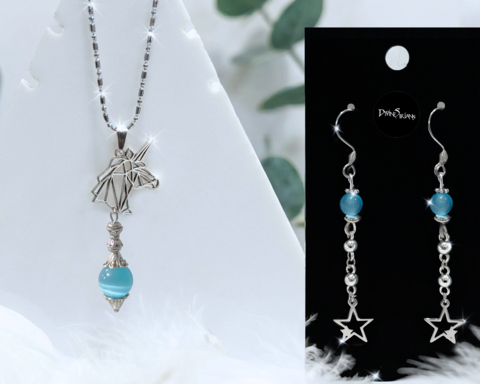 Galaka,Syjaeve,Indigo,Cat's,Eye,Harmonae,pendant, trendy, fashion, jewelry, silver, necklace, chain, pendulum, reiki, chakra, Blue Cat's eye, cats eye, cat's eye