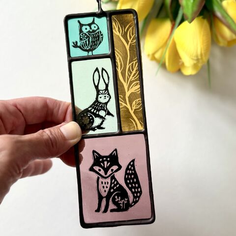 Hand,Painted,Stained,Glass,Hanging,Home decor, sun catcher, stained glass, daffodils