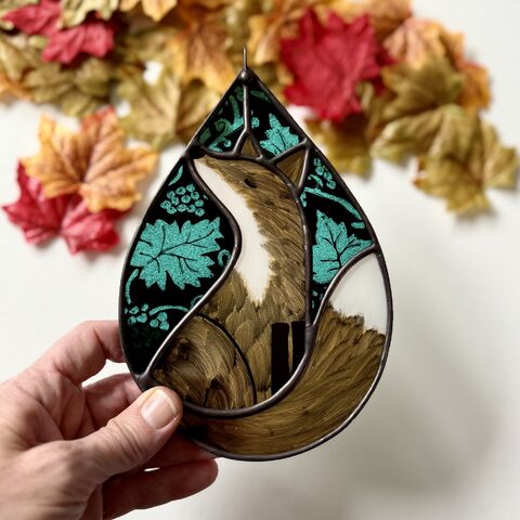 Custom,Order,for,Sara,Home decor, sun catcher, stained glass, fox