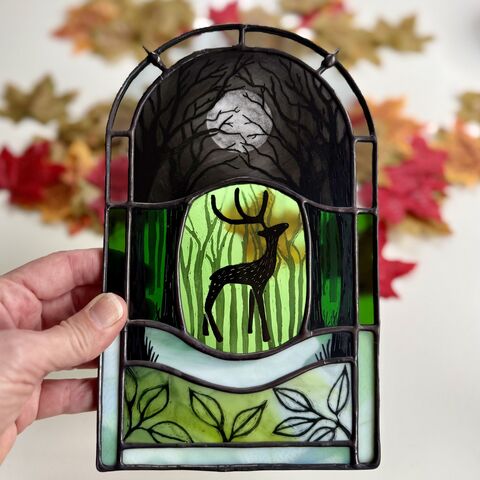 Custom,Order,for,Amanda,Home decor, sun catcher, stained glass, deer