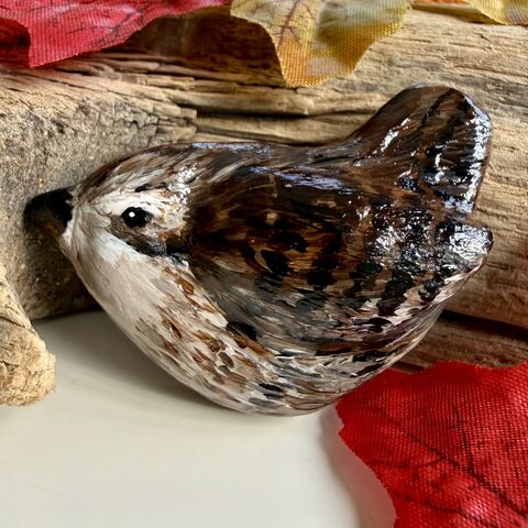 Hand,Made,Clay,Wren,Brooch/,Magnet,Clay brooch, magnet, wren