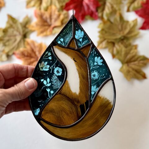 Custom,Order,for,Andrea,Home decor, sun catcher, stained glass, fox