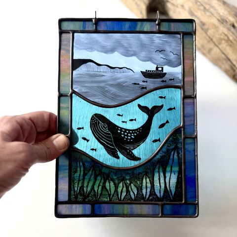 Custom,Order,for,Carole,Home decor, sun catcher, stained glass, whale, ocean