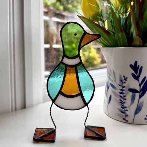 Stained,Glass,Duck,Ornament,Stained glass, duck, mallard, duck lover, handmade gifts