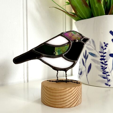 Stained,Glass,Magpie,Ornament.,Stained glass, magpie, bird, bird lover, handmade gifts