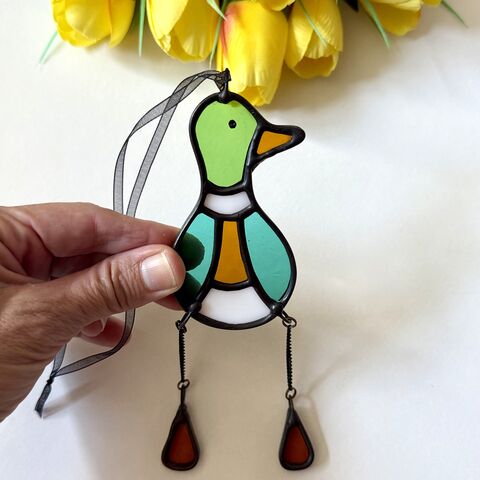 Stained,Glass,Duck,Sun,Catcher,Suncatcher,stained_glass,window_art,Glass_decoration,sun_catcher,duck