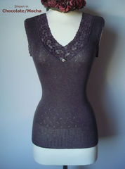 Wow Now 65%+ Off!! Our Mocha Wide Lace Sleeveless Vest - product images 4 of 5
