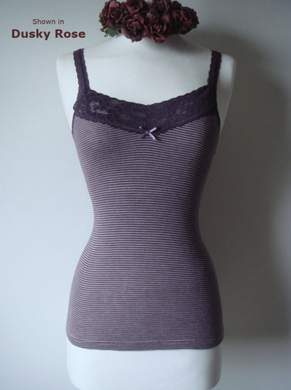 Wow Now 57% Off!! New Colours in Our Mocha Wide Lace Microstripe Camisole - product image  