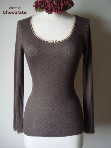 Wow,60%,Off!!,Even,More,New,Colours,in,Our,Scallop,Lace,Long,Sleeve,Top,Palace, Palace London, Lace Top, Palace Top, Palace clothing, Brushed, Lace Trim, Long, Scoop Neck, thermal