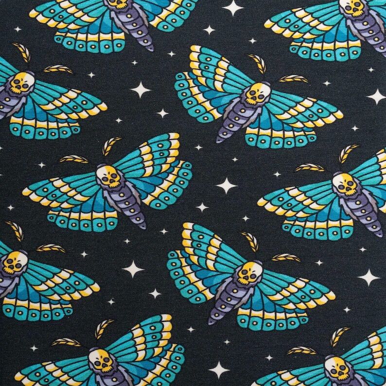 Skully Moth Blue Cotton Lycra Soft Jersey ROMPER - product images  of 