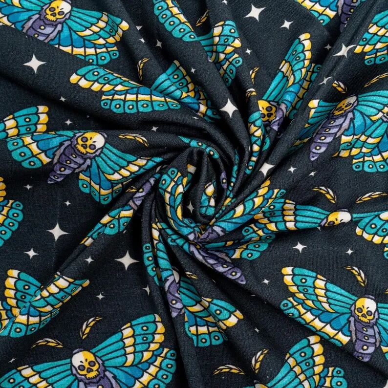 Skully Moth Blue Cotton Lycra Soft Jersey ROMPER - product images  of 