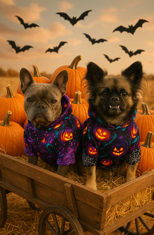 HALLOWEEN,PRINTS,European,Cotton,French,Terry,Knit,Dog,Shirt