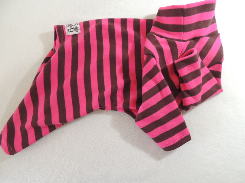 MEDIUM RTS Cocoa/Raspberry Cotton Knit Dog Romper - product images  of 