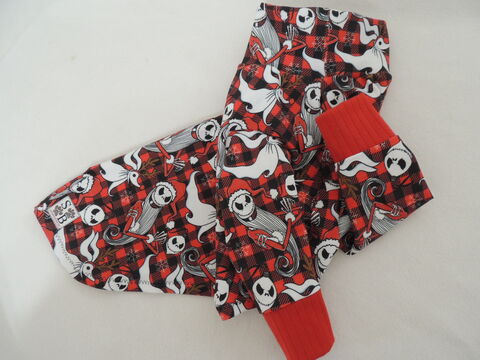 Santa,Jack,'n,Zero,Christmas,Plaid,Dog,Tshirt,jack and zero,  nightmare before christmas, christmas dog clothes, italian greyhound clothes, custom dog clothes