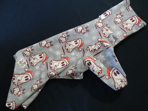 Ghost,Santa,Dog,Walker,Grey,Knit,Romper-,custom,made,peanuts, christmas, ghost walker