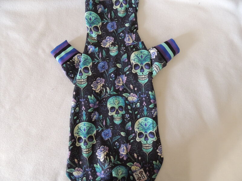 IN STOCK LARGE-Neon Purple Skulls Cotton Knit Dog Shirt - product images  of 