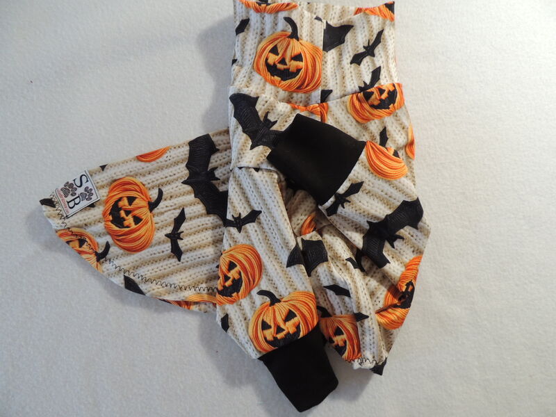 MEDIUM IN STOCK Pumpkins and Bats Bamboo Jersey Dog Tshirt -Halloween - product images  of 
