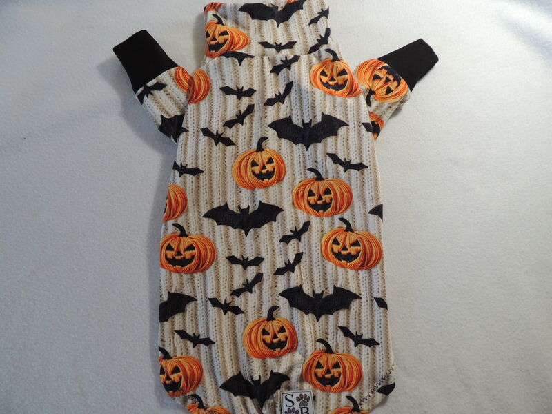 MEDIUM IN STOCK Pumpkins and Bats Bamboo Jersey Dog Tshirt -Halloween - product images  of 