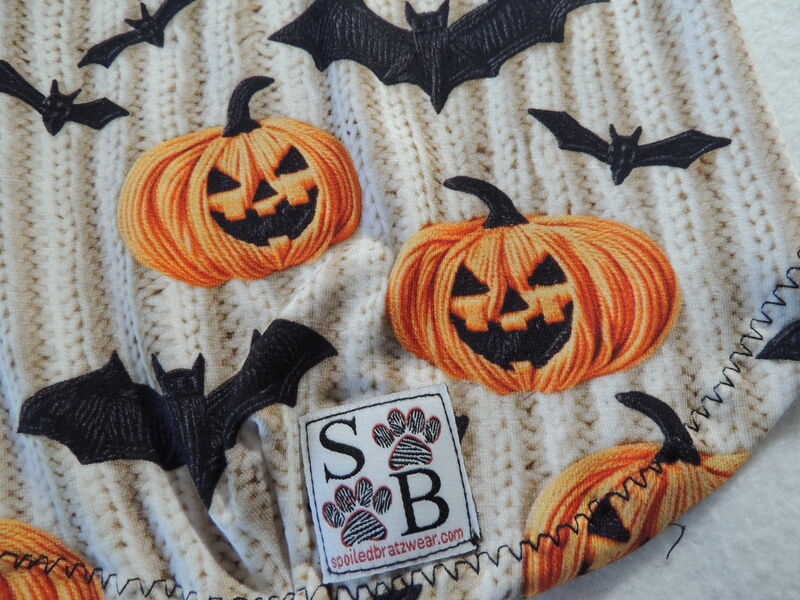 MEDIUM IN STOCK Pumpkins and Bats Bamboo Jersey Dog Tshirt -Halloween - product images  of 