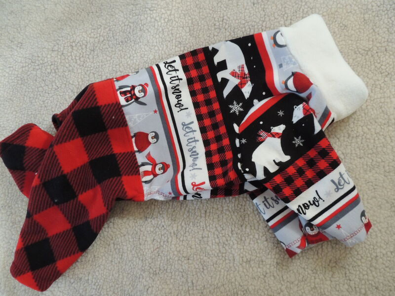  IN STOCK MED-Let it SNOW Flannel and Fleece Dog Romper - product images  of 