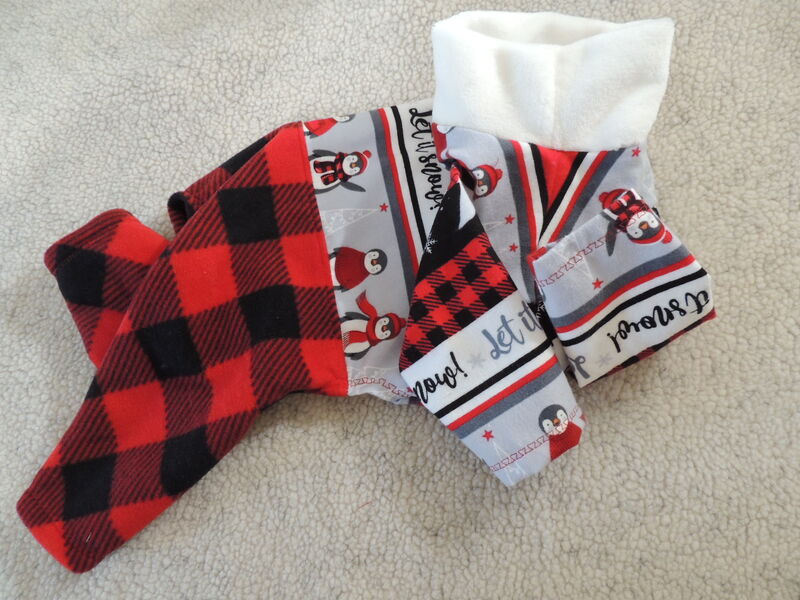  IN STOCK MED-Let it SNOW Flannel and Fleece Dog Romper - product images  of 