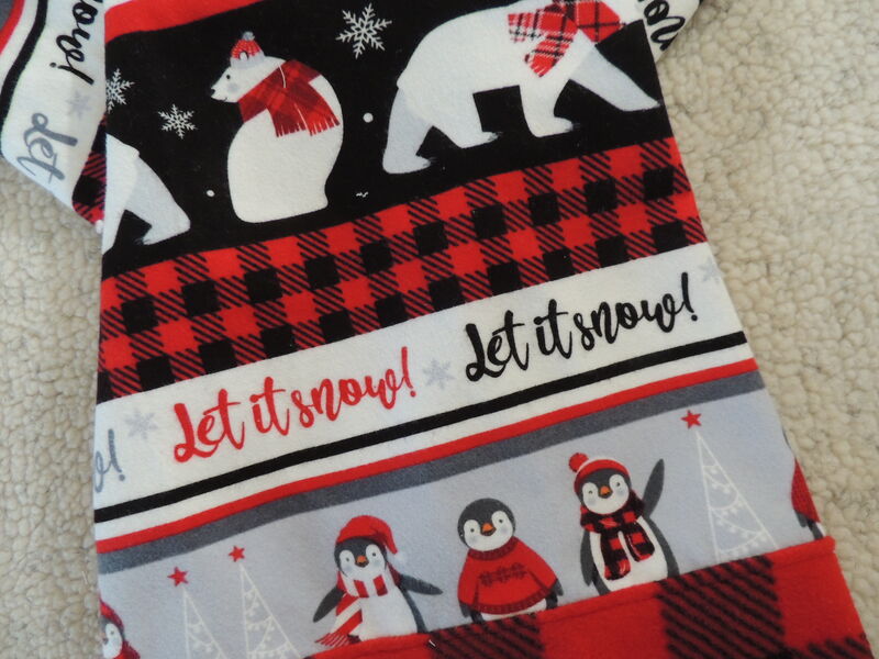  IN STOCK MED-Let it SNOW Flannel and Fleece Dog Romper - product images  of 