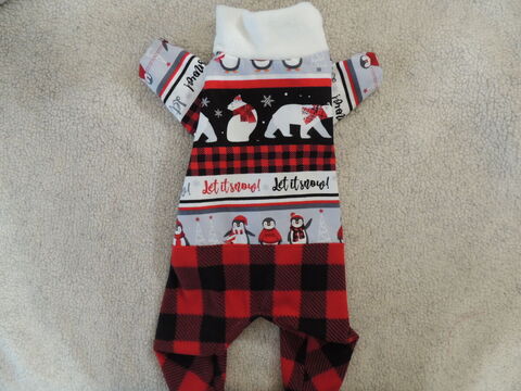 Let,it,SNOW,Custom,Flannel,and,Fleece,Dog,Romper,italian greyhound christmas jammies, dog romper, best dog clothes, custom dog gear