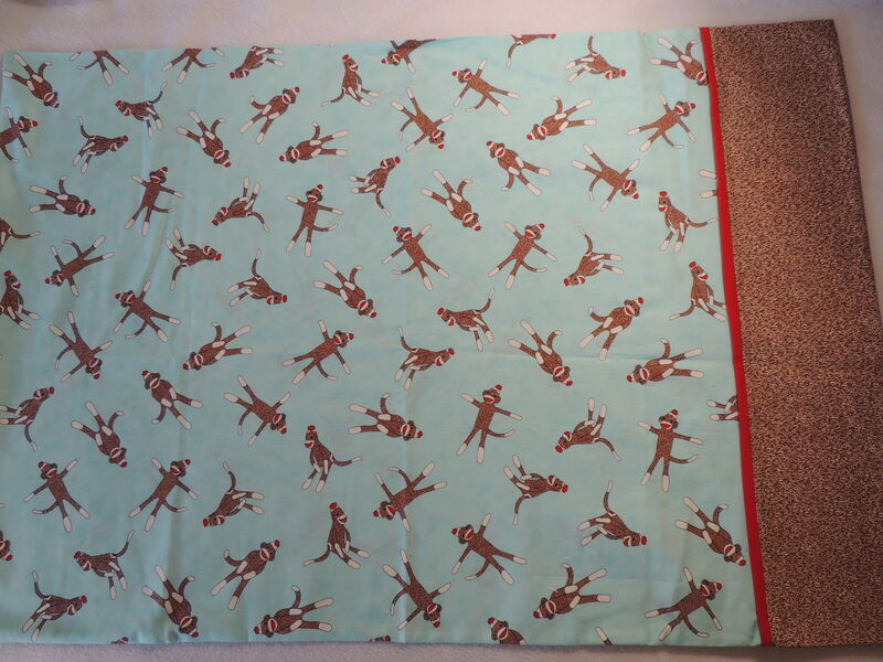 Handmade QUEEN Cotton Pillowcase Sock Monkey Sweater Print - product images  of 