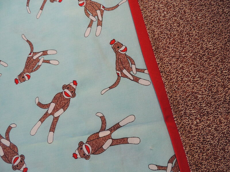 Handmade QUEEN Cotton Pillowcase Sock Monkey Sweater Print - product images  of 