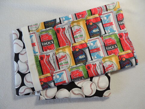 Handmade,QUEEN,Cotton,Pillowcase,Baseball,and,Beer