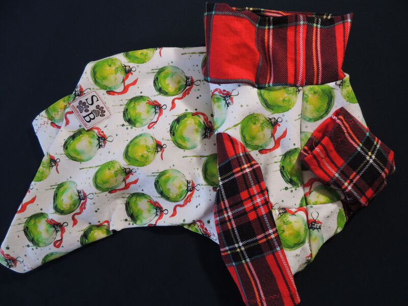 MEDIUM Grinch Ornaments and Plaid Cotton Knit Dog Jammies - product images  of 