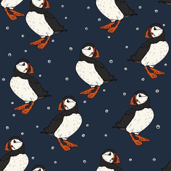 Navy Puffins European Cotton French Terry -ROMPER  - product images  of 