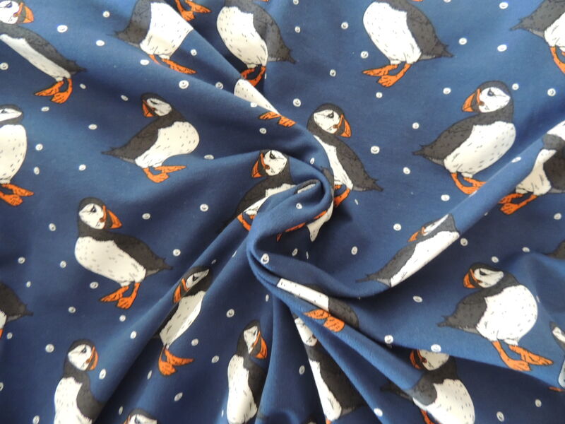 Navy Puffins European Cotton French Terry -ROMPER  - product images  of 