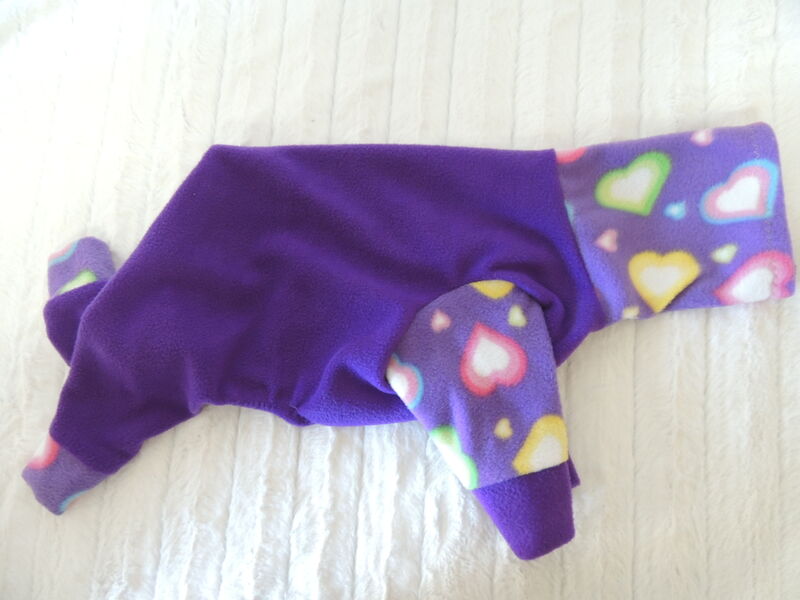 MEDIUM Purple Hearts Warm Fleece Dog Romper - product images  of 