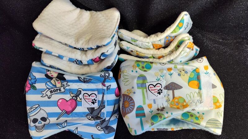 2 Male Diapers and 6 Washable Pads-Diapering System for Male Dogs - product images  of 