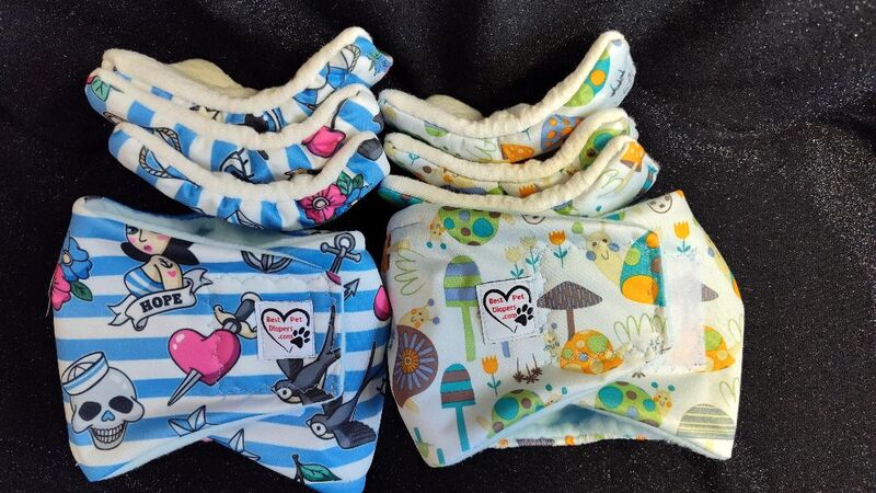 2 Male Diapers and 6 Washable Pads-Diapering System for Male Dogs - product images  of 