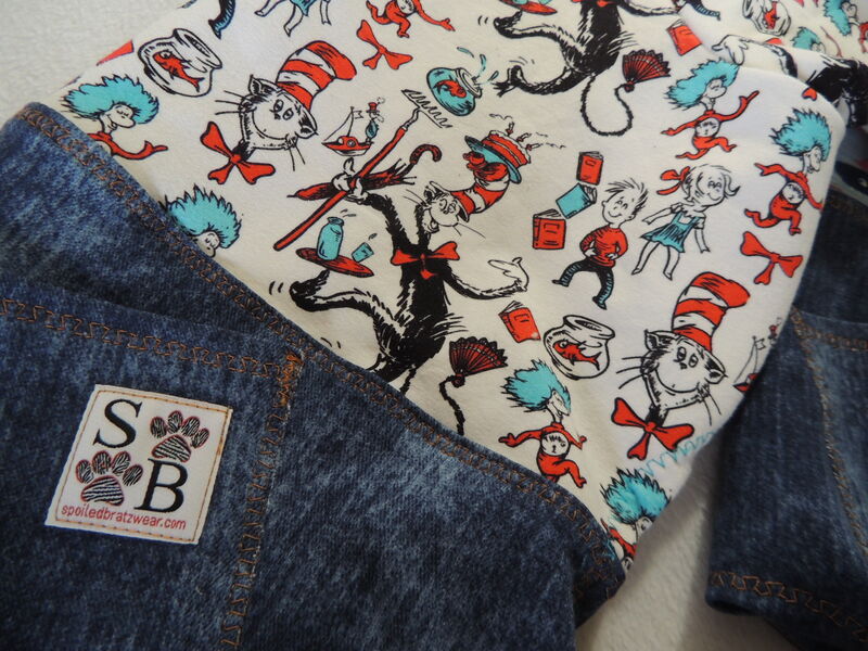 Denim Knit 'n Tshirt Custom Dog Romper-many prints - product images  of 