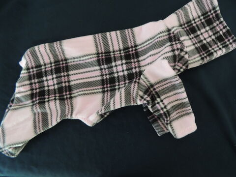 XLARGE,in,stock,Pink,Black,Plaid,Fleece,Dog,Romper