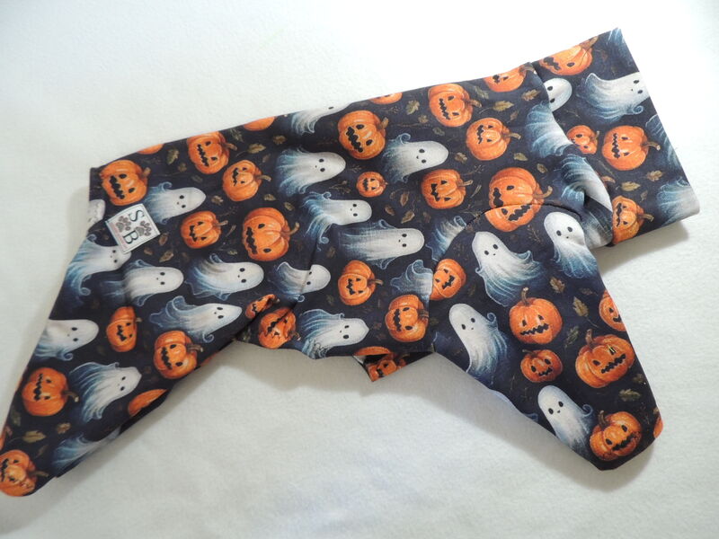Pumpkins and Ghosts Cotton French Terry Halloween Dog Romper - product images  of 