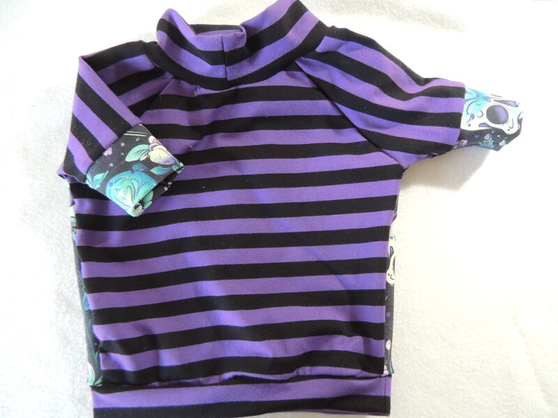 SMALL in stock Skully Floral and Stripes Dog Tshirt - product images  of 