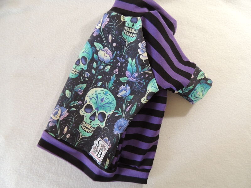 SMALL in stock Skully Floral and Stripes Dog Tshirt - product images  of 